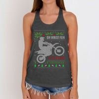 Ugly Christmas Sweater Dirt Bike Motorcycle Motocross Biker Women's Knotted Racerback Tank