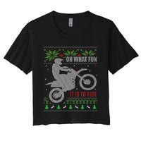 Ugly Christmas Sweater Dirt Bike Motorcycle Motocross Biker Women's Crop Top Tee