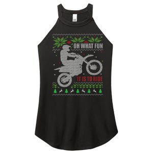 Ugly Christmas Sweater Dirt Bike Motorcycle Motocross Biker Women's Perfect Tri Rocker Tank