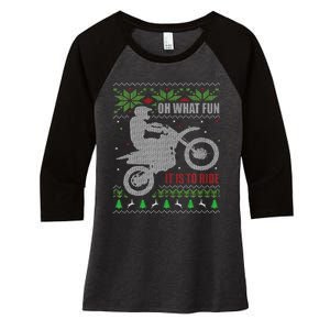 Ugly Christmas Sweater Dirt Bike Motorcycle Motocross Biker Women's Tri-Blend 3/4-Sleeve Raglan Shirt