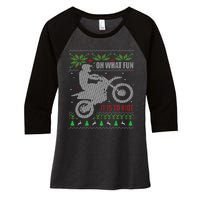 Ugly Christmas Sweater Dirt Bike Motorcycle Motocross Biker Women's Tri-Blend 3/4-Sleeve Raglan Shirt