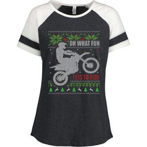 Ugly Christmas Sweater Dirt Bike Motorcycle Motocross Biker Enza Ladies Jersey Colorblock Tee