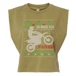 Ugly Christmas Sweater Dirt Bike Motorcycle Motocross Biker Garment-Dyed Women's Muscle Tee