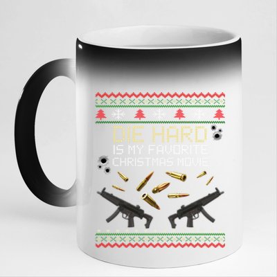 Ugly Christmas Sweater Die Hard Is My Favorite Christmas Movie 11oz Black Color Changing Mug