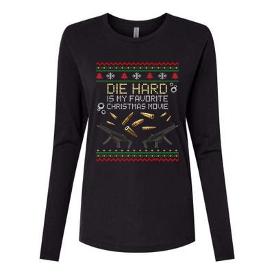 Ugly Christmas Sweater Die Hard Is My Favorite Christmas Movie Womens Cotton Relaxed Long Sleeve T-Shirt