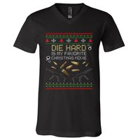 Ugly Christmas Sweater Die Hard Is My Favorite Christmas Movie V-Neck T-Shirt