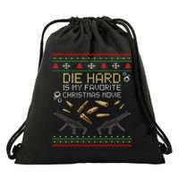 Ugly Christmas Sweater Die Hard Is My Favorite Christmas Movie Drawstring Bag