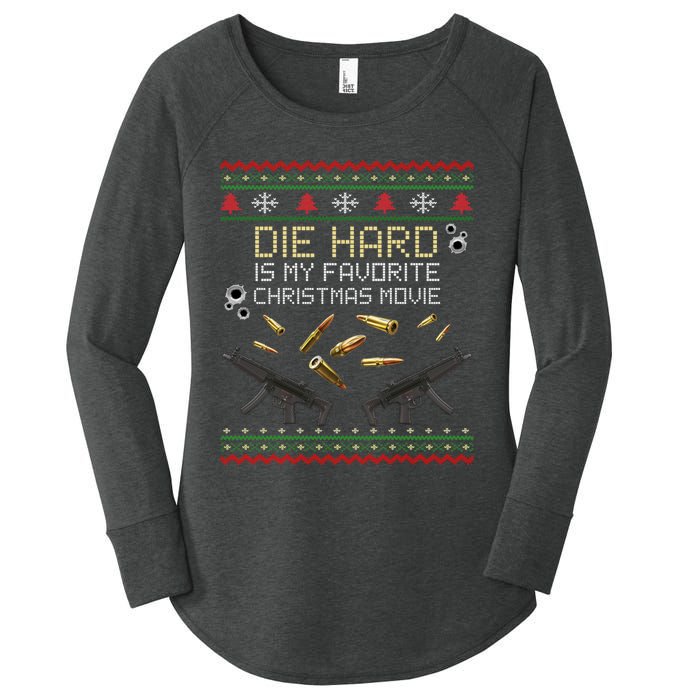 Ugly Christmas Sweater Die Hard Is My Favorite Christmas Movie Women's Perfect Tri Tunic Long Sleeve Shirt