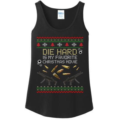 Ugly Christmas Sweater Die Hard Is My Favorite Christmas Movie Ladies Essential Tank