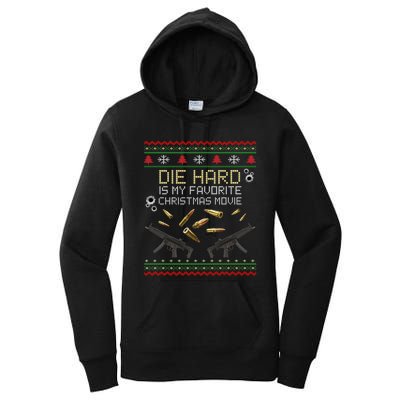 Ugly Christmas Sweater Die Hard Is My Favorite Christmas Movie Women's Pullover Hoodie