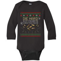 Ugly Christmas Sweater Die Hard Is My Favorite Christmas Movie Baby Long Sleeve Bodysuit