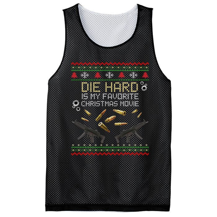 Ugly Christmas Sweater Die Hard Is My Favorite Christmas Movie Mesh Reversible Basketball Jersey Tank