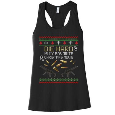 Ugly Christmas Sweater Die Hard Is My Favorite Christmas Movie Women's Racerback Tank