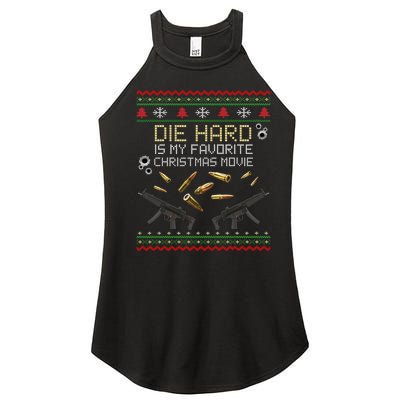 Ugly Christmas Sweater Die Hard Is My Favorite Christmas Movie Women's Perfect Tri Rocker Tank