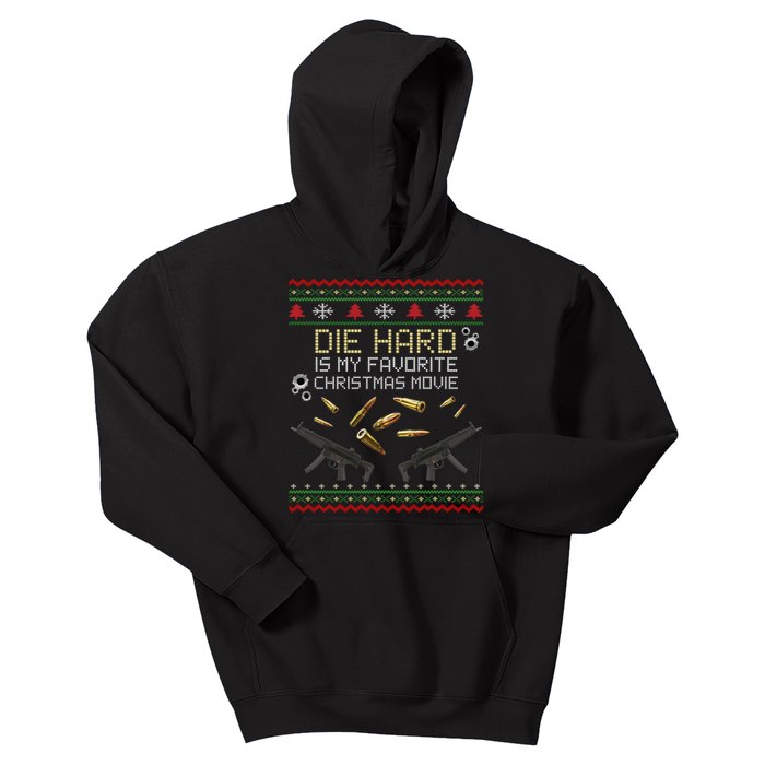 Ugly Christmas Sweater Die Hard Is My Favorite Christmas Movie Kids Hoodie