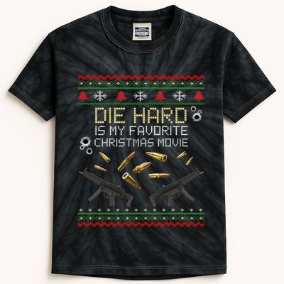 Ugly Christmas Sweater Die Hard Is My Favorite Christmas Movie Kids Tie-Dye T-Shirt