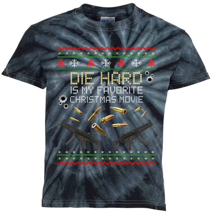 Ugly Christmas Sweater Die Hard Is My Favorite Christmas Movie Kids Tie-Dye T-Shirt