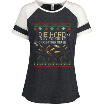 Ugly Christmas Sweater Die Hard Is My Favorite Christmas Movie Enza Ladies Jersey Colorblock Tee