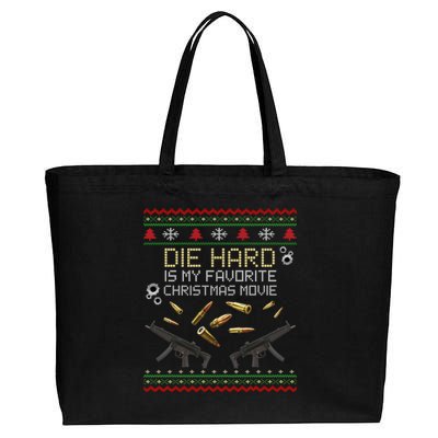 Ugly Christmas Sweater Die Hard Is My Favorite Christmas Movie Cotton Canvas Jumbo Tote