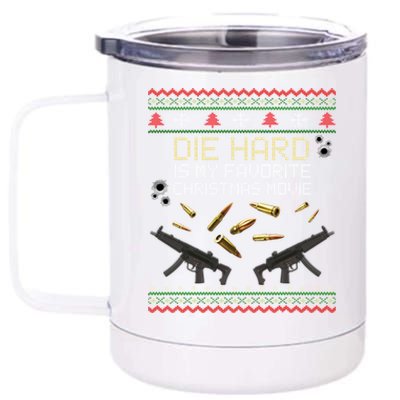 Ugly Christmas Sweater Die Hard Is My Favorite Christmas Movie 12 oz Stainless Steel Tumbler Cup