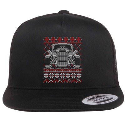 Ugly Christmas Sweater Fancy Cars Christmas Hotrod Racing Gift Flatbill Hat
