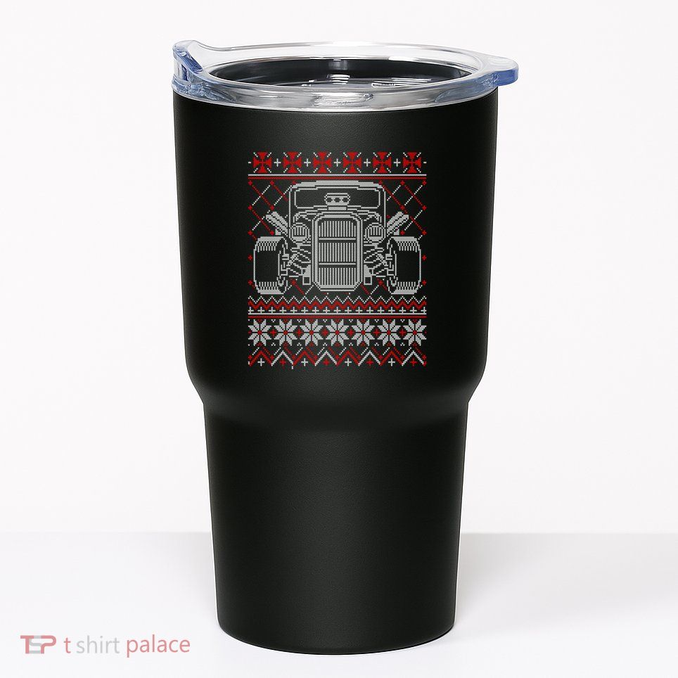 Ugly Christmas Sweater Fancy Cars Christmas Hotrod Racing Gift Tumbler