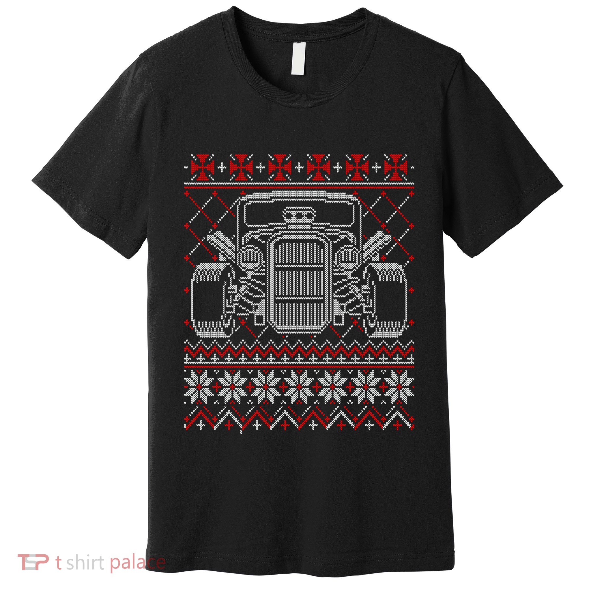 Ugly Christmas Sweater Fancy Cars Christmas Hotrod Racing Gift Premium T-Shirt