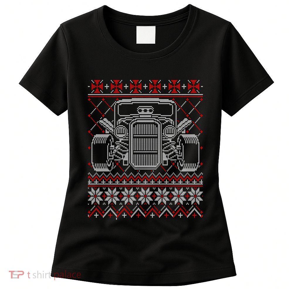 Ugly Christmas Sweater Fancy Cars Christmas Hotrod Racing Gift Womens T-Shirt