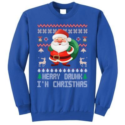 Ugly Christmas Sweater Design Merry Drunk IM Christmas Gift Tall Sweatshirt