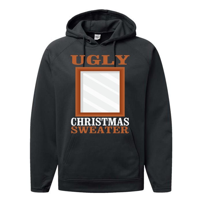 Ugly Christmas Sweater With Mirror Funny Xmas Performance Fleece Hoodie