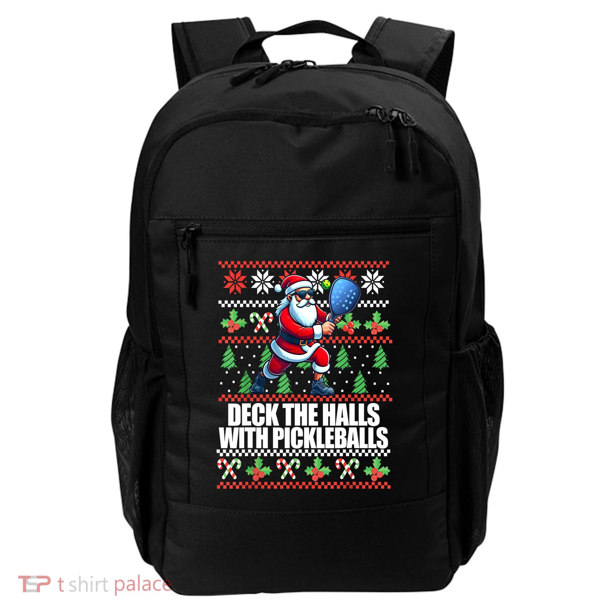 Ugly Christmas Sweater Funny Deck The Halls Pickleball Memes Gift Daily Commute Backpack