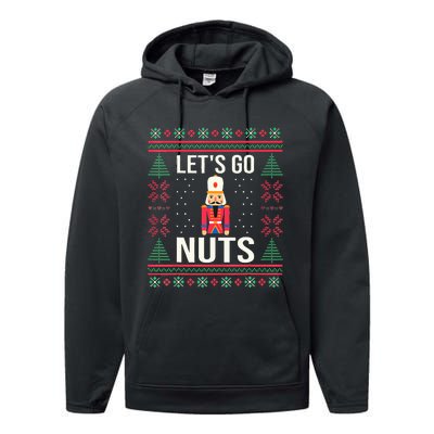 Ugly Christmas Sweater Nutcracker Lets Go Nuts  Performance Fleece Hoodie