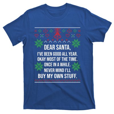 Ugly Christmas Sweater Dear Santa Claus Wish List Xmas Gift T-Shirt