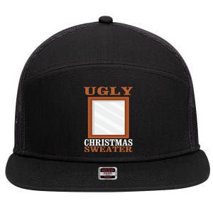 Ugly Christmas Sweater With Mirror Funny Xmas Idea 7 Panel Mesh Trucker Snapback Hat