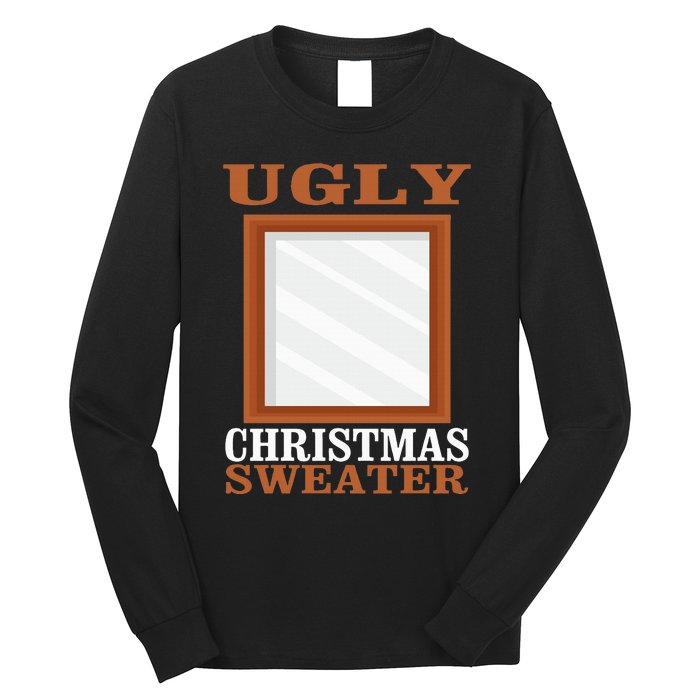 Ugly Christmas Sweater With Mirror Funny Xmas Idea Long Sleeve Shirt