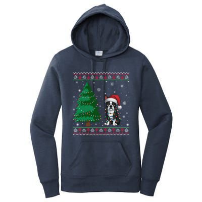 Ugly Christmas Style Xmas Lights Boston Terrier Great Gift Women's Pullover Hoodie