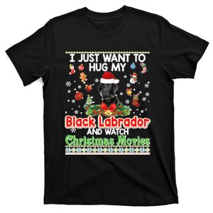 Ugly Christmas Sweater I Just Want To Hug My Black Labrador T-Shirt