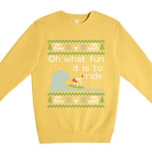 Ugly Christmas Surfer Surfing Surf Funny Gift Premium Crewneck Sweatshirt