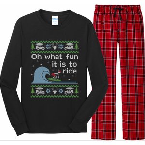 Ugly Christmas Surfer Surfing Surf Funny Gift Long Sleeve Pajama Set