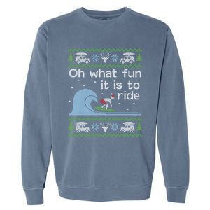 Ugly Christmas Surfer Surfing Surf Funny Gift Garment-Dyed Sweatshirt