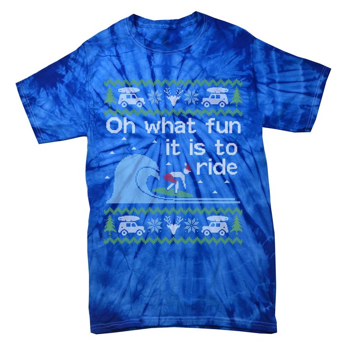 Ugly Christmas Surfer Surfing Surf Funny Gift Tie-Dye T-Shirt