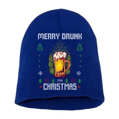 Ugly Christmas Sweater Alcohol Drunk Ing Beer Wine Gift Short Acrylic Beanie