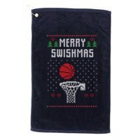 Ugly Christmas Sweater Basketball Funny For Sport Lover Platinum Collection Golf Towel