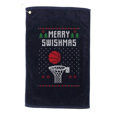 Ugly Christmas Sweater Basketball Funny For Sport Lover Platinum Collection Golf Towel