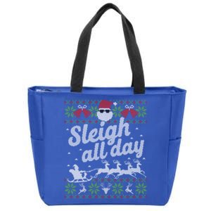 Ugly Christmas Santa Sleigh All Day Gift Zip Tote Bag