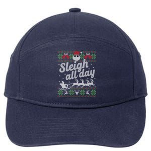 Ugly Christmas Santa Sleigh All Day Gift 7-Panel Snapback Hat