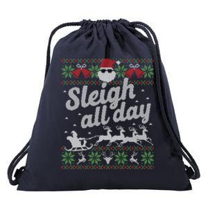 Ugly Christmas Santa Sleigh All Day Gift Drawstring Bag