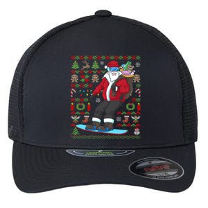 Ugly Christmas Snowboard Santa Ski Meaningful Gift Flexfit Unipanel Trucker Cap