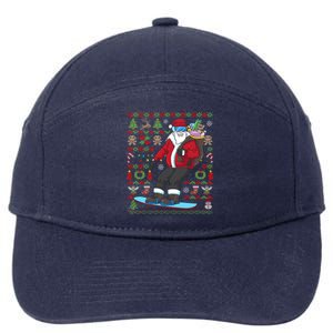 Ugly Christmas Snowboard Santa Ski Meaningful Gift 7-Panel Snapback Hat