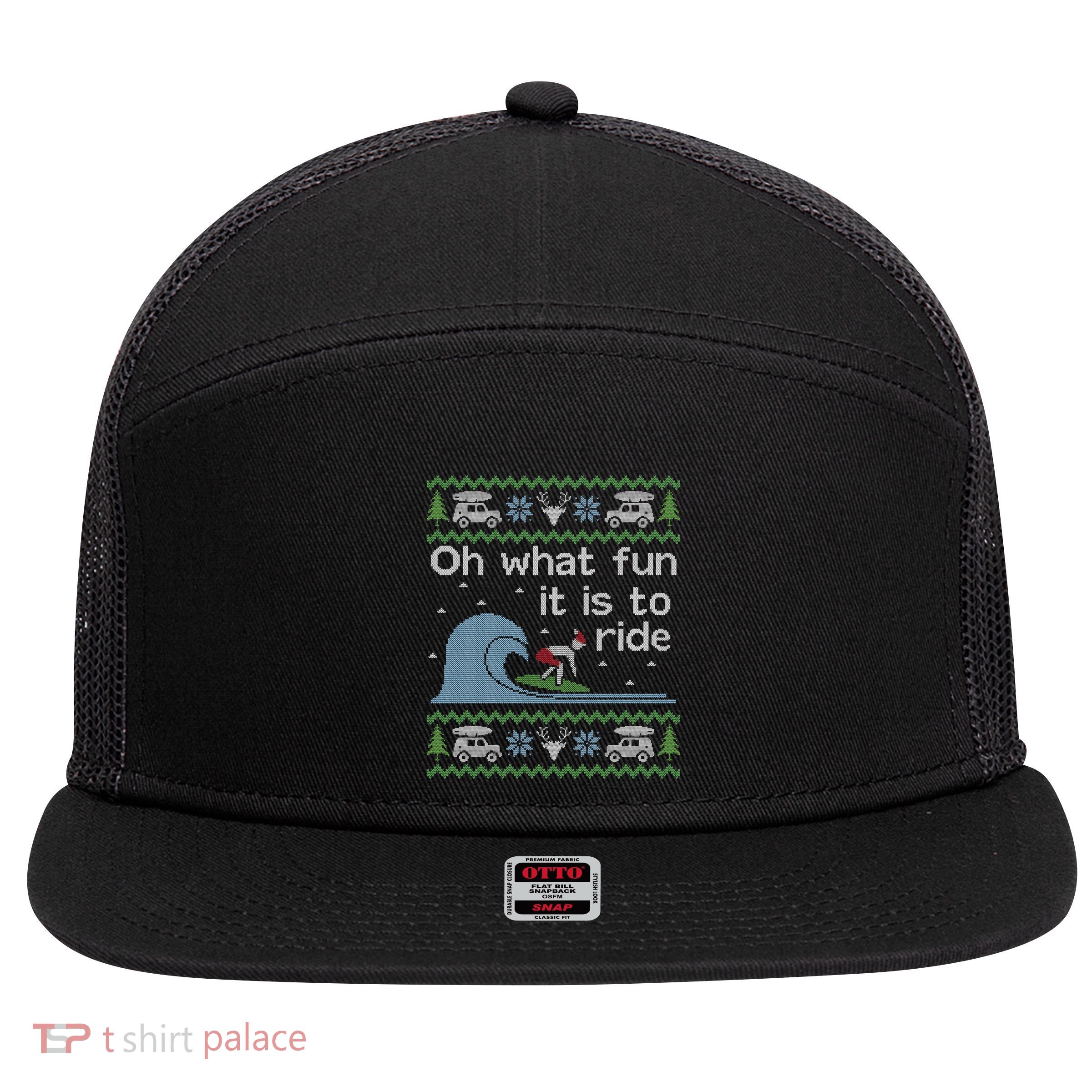 Ugly Christmas Surfer Surfing Surf Funny Great Gift 7 Panel Mesh Trucker Snapback Hat